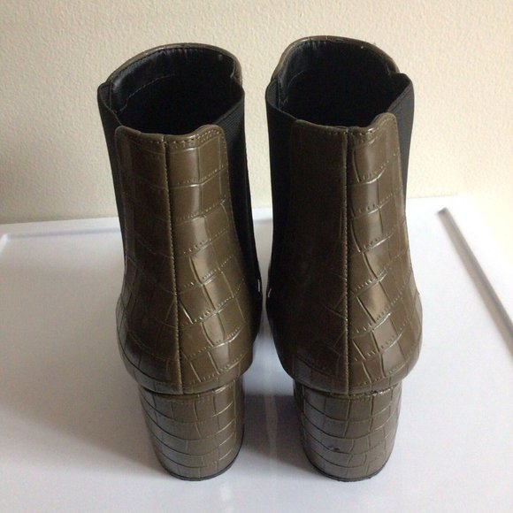 Lulu's Olive Croc-Embossed Ankle Boots - Picture 7 of 10